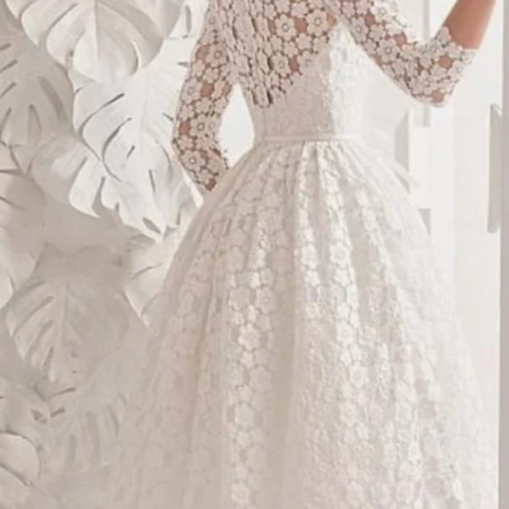 NWT White Lace Tea Length Bridak Shower Or Wedding Dress - Picture 2 of 10